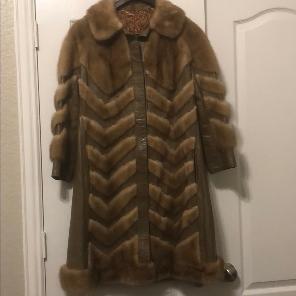 Fox fur coat with leather